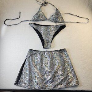 Silver Snake Print Bikini Set